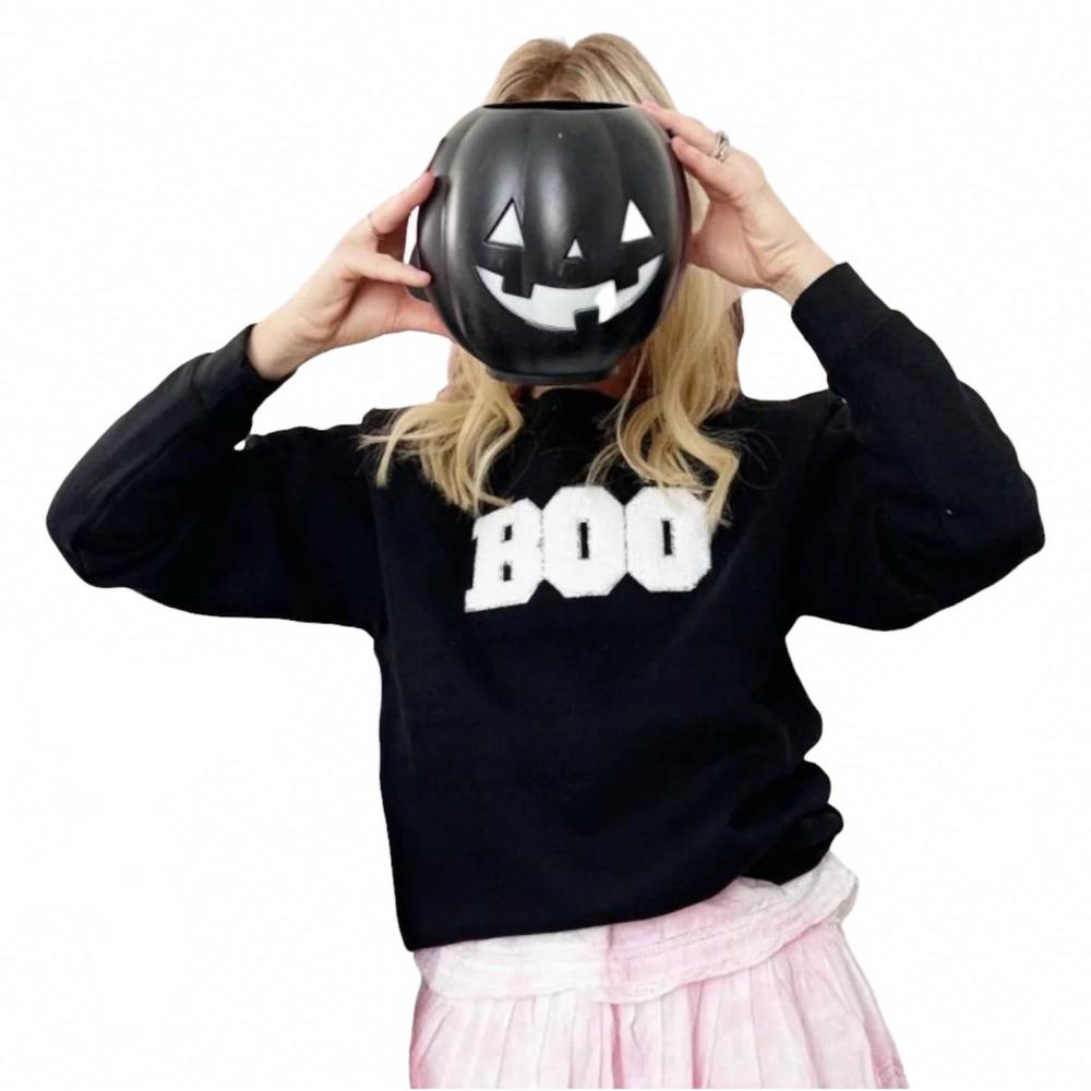 NEW SWEET WINK boo patch sweatshirt in black